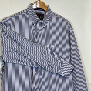 Wrangler George Strait Collection Blue Stripe Button Down Shirt Men XL